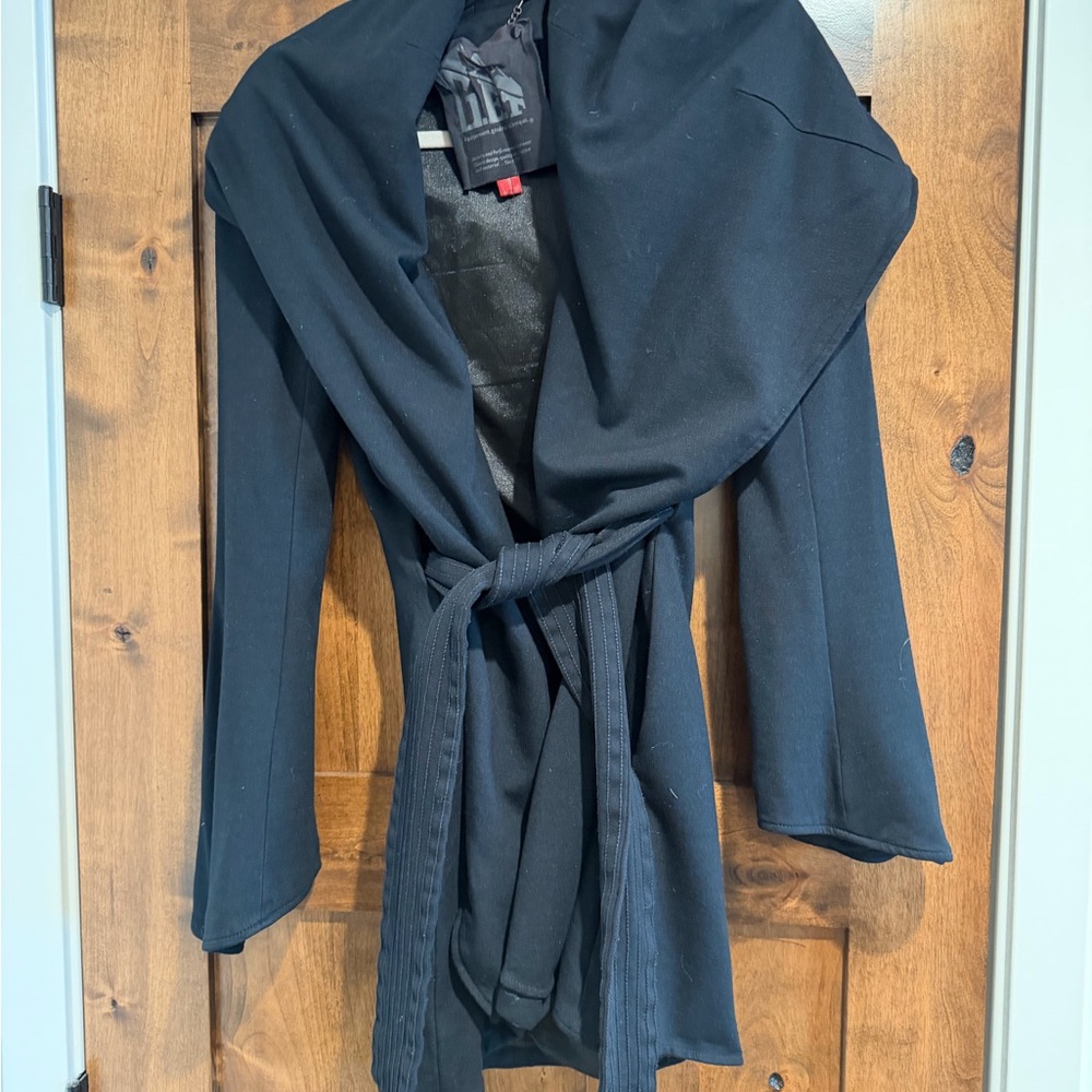 Mid-Length Black Women's Wrap Coat size S